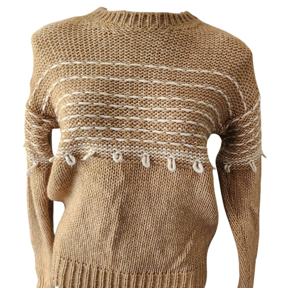 Elsamanda Anthropologie Alpaca brown & white‎ sweater size small